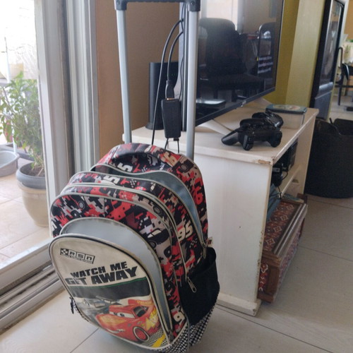 Lightning McQueen school trolley bag used
