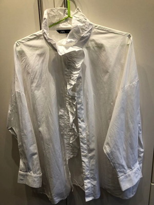 Πουκάμισο λευκό με φραμπαλά ZARA sz M