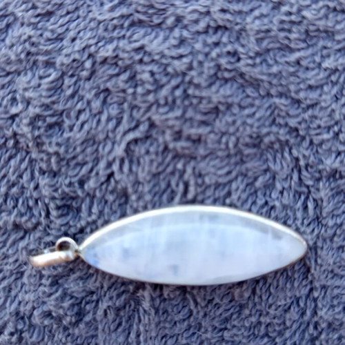 Silver necklace with energy moonstone crystal, new