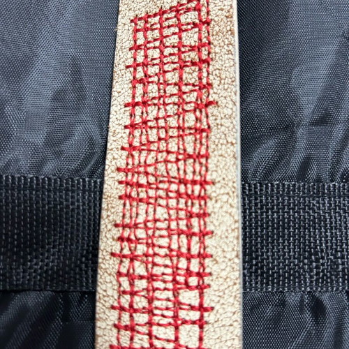 Vera Pelle belt used, genuine leather with red stitched pattern