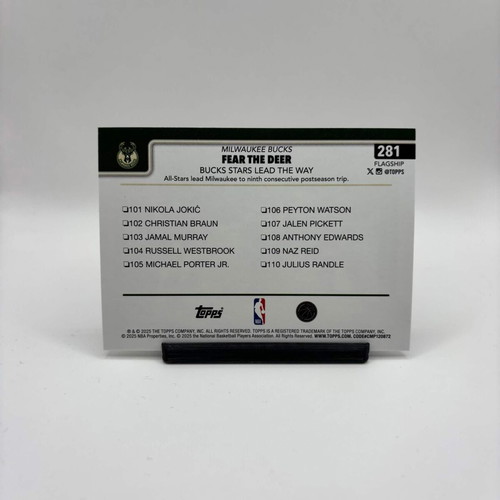 Milwaukee Bucks Topps 2025-26 card like new