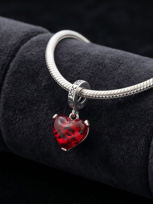 Charm Murano Red Mickey & Minnie Silver S925