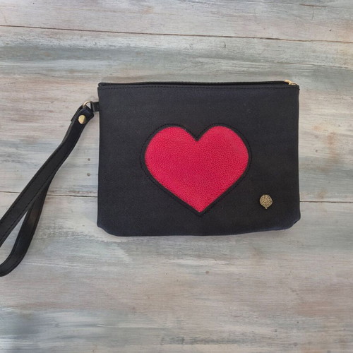 Thiros bag with heart new, black and red