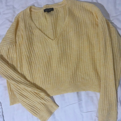 New Look knitted crop top like new, yellow, size S