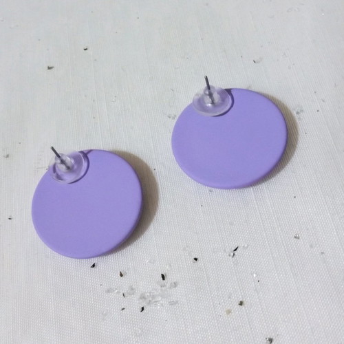 Round purple stud earrings new made of acrylic resin