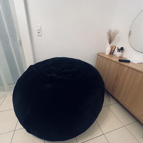 XL Velvet Bean Bag Black 120x80 cm like new