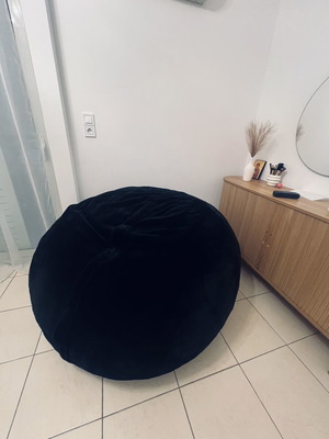 XL Velvet Bean Bag Black 120x80 cm like new