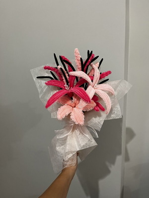 Bouquet with various pipe cleaner flowers new