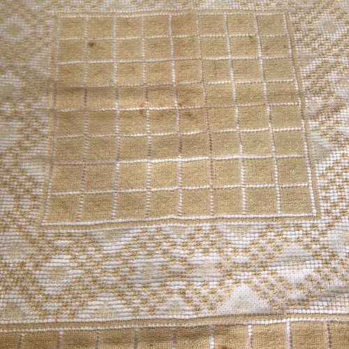 Antique embroidered tablecloth used, Venetian style