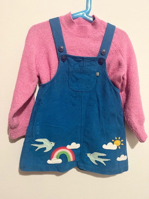 Frugi κοτλέ φόρεμα μεταχειρισμένο 3-4 ετών με ροζ πουλοβεράκι Zara