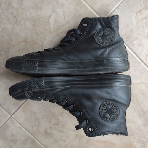 Converse All Star authentic black leather men's shoes used, size 42.5