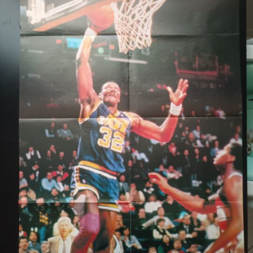 Shaquille O Neal Karl Malone double giant poster used