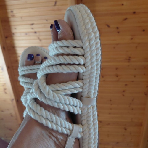 M&M Shoes Flatform Rope Sandals Size 39 Like New Beige