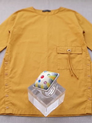 New gift, colorful ring with the Mustard Midi Dress Celmia (Size L/XL)