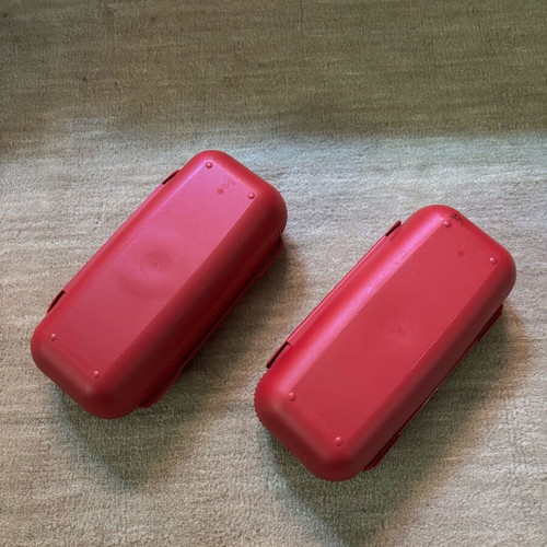 Tupperware egg holder set of 2 like new, red