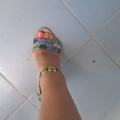 Sandals high used colorful with thick heel size 38