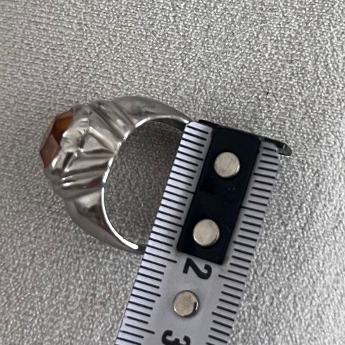 Silver ring vintage with amber heart stone used