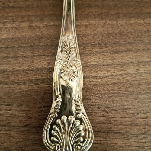 Serving spatula used, silver-plated with engraving, 30cm