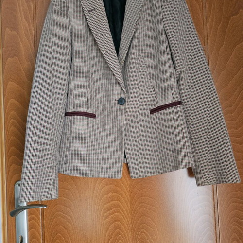 Zara checked jacket used with burgundy details, size S