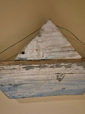 Wooden decorative boat like new, made of sea wood 0.35x0.03