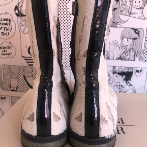 Armani Junior boots used kids size 37 white pony skin