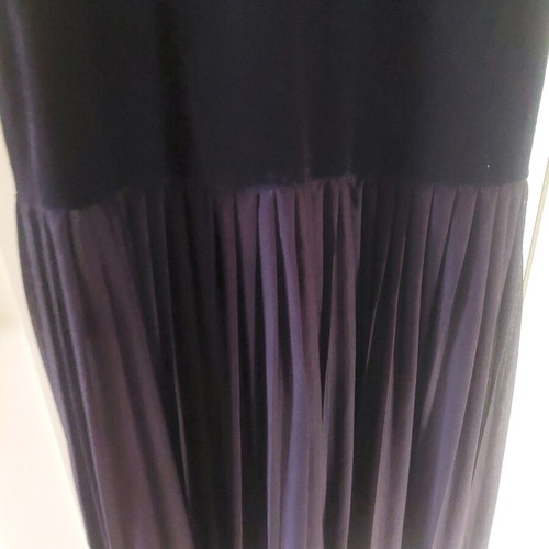 Italian cocktail dress new, black, velvet and pleated chiffon, size S M
