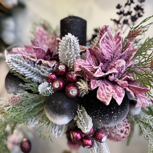 Christmas decoration in glass candlestick