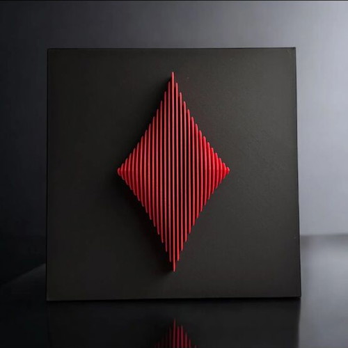 Wall art layered diamond refurbished, 18 x 18 cm