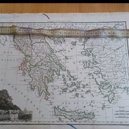 1812 Map of Pre-Revolutionary Greece by Malte Brun used, chalcography 34x26cm