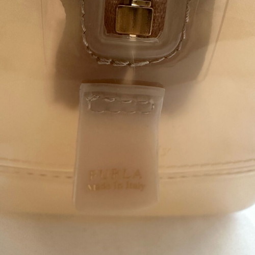Furla Candy satchel new, beige glossy rubber