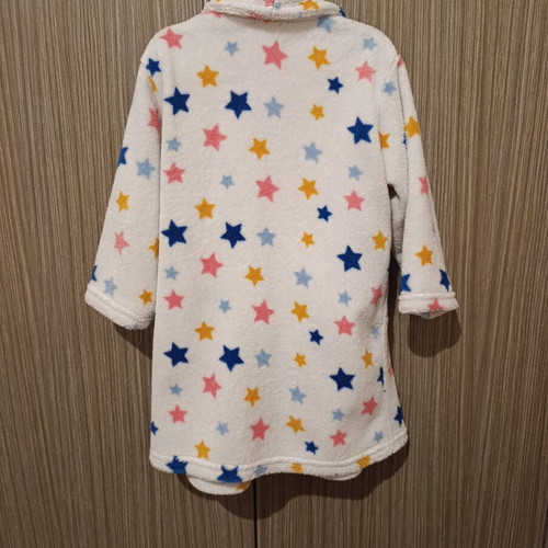 Kids fleece robe size 4-5 years, like new, white with colorful stars