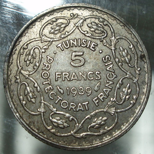 Set of 2½ Dirhams 1903, 5 Francs 1939 and 1 Ghersh 1895 used