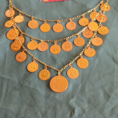 Handmade necklace and earrings set, new, copper-zinc alloy