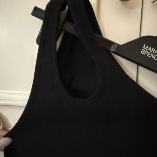 Zara black short one-shoulder top like new, cotton, size L