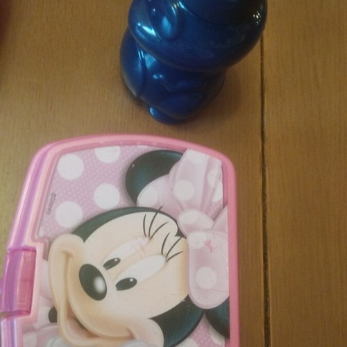 Tupperware bottle and Disney food container used, gift plastic fork