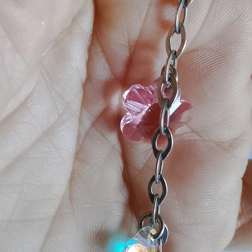 925 silver bracelet with multicolored Swarovski crystals, 18 cm