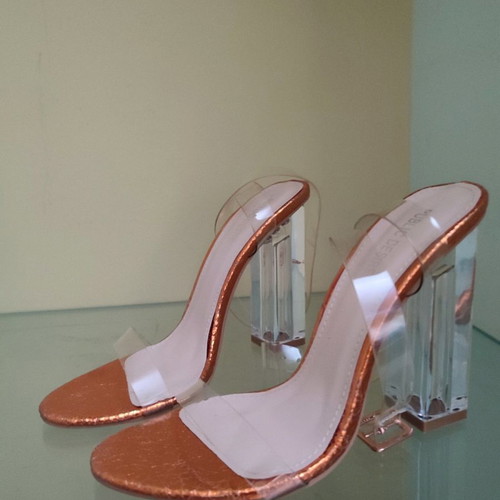 Public Desire sandals used, size 36, orange with plexiglass heel