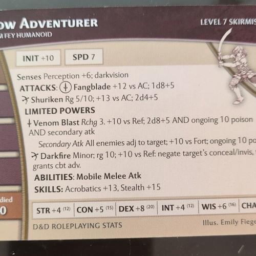 Drow Adventurer StatCard Dungeons & Dragons Demonweb #11/60