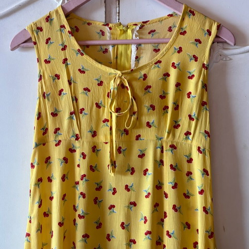 Cherry dress like new, yellow with cherry pattern