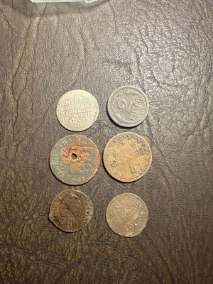 Set of 6 vintage metal collectible coins