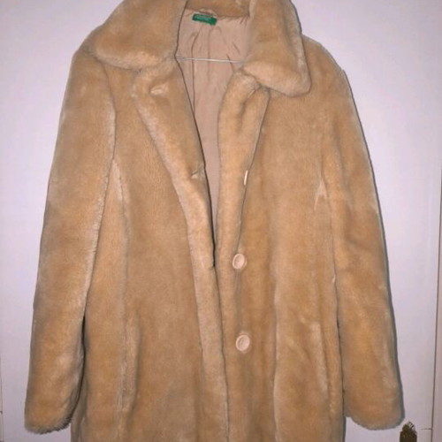 Teddy Bear Coat used, beige, size M Benetton