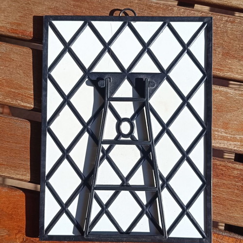 Mirror with plastic frame, wall hanging with stand