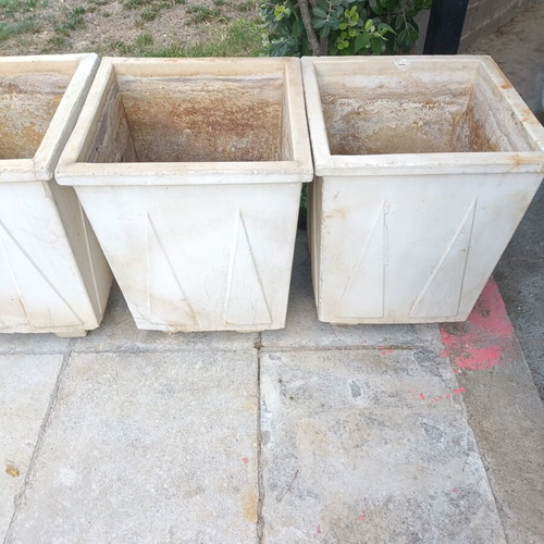Large garden pots used, set of 6, cement with feet