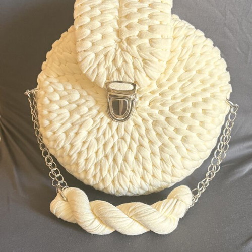 Handmade bag like new, white and beige