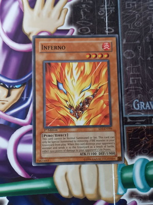 Inferno Yu-Gi-Oh! card near mint, authentic Konami