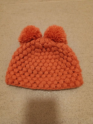 Baby knitted hat terracotta like new with thick knit
