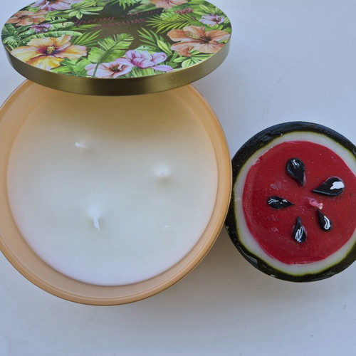 Candle set with spring flower scent and handmade watermelon