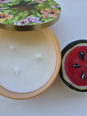 Candle set with spring flower scent and handmade watermelon