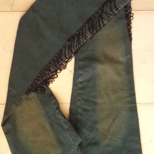 Morgan bootcut jeans with black bead fringes, like new