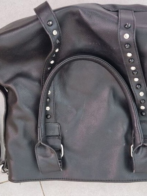 Black Shoulder Bag like new with silver rhinestones and multiple compartments